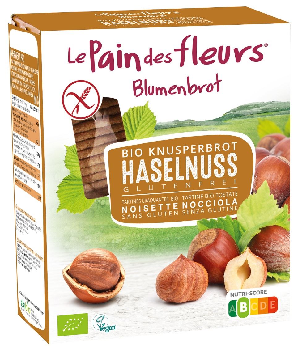 PAIN CROUSTILLANT AUX NOISETTES SANS GLUTEN BIO 150 g - LE PAIN DES FLEURS DDM: 09-2026