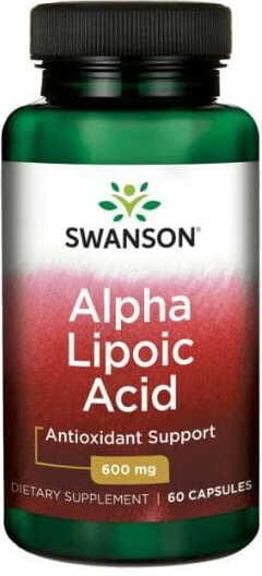 ALA Acide alpha-lipoïque 600 mg, 60 gélules SWANSON DDM: 09-2026