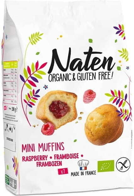 MINI-MUFFINS À LA GARNITURE À LA FRAMBOISE, SANS GLUTEN ET BIO, 200 g - NATEN DDM: 10-2026