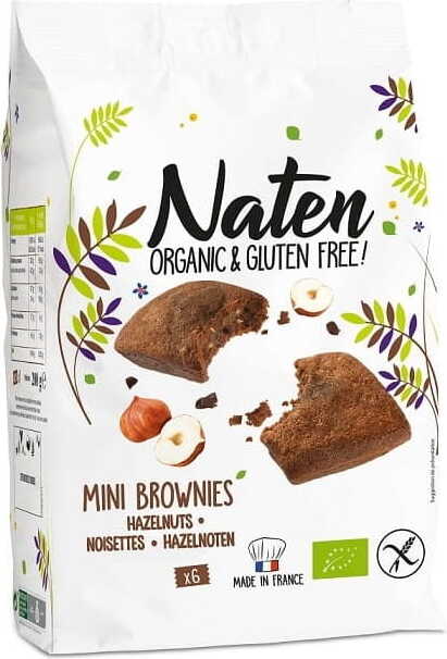 Brownies au chocolat et aux noisettes, sans gluten, bio, 170 g - Naten DDM: 11-2026