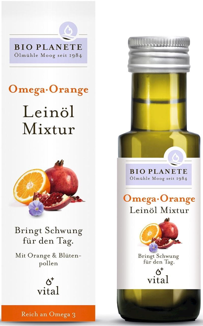 Omega orange - un mélange avec de l'huile de lin (orange et pollen) BIO 100 ml - BIO PLANETE
