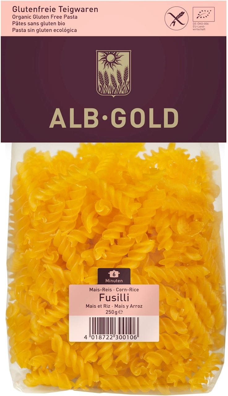 Pâtes (maïs - riz) fusilli sans gluten BIO 250 g - ALB GOLD