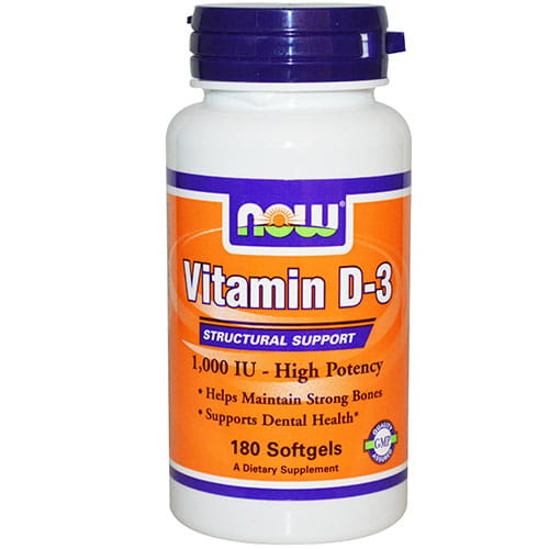 Vitamine D - 3 D3 1000iu 180 gélules NOW FOODS