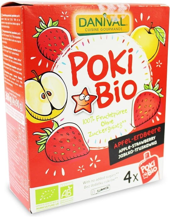 Purée pomme et fraise 100% fruits sans sucre ajouté BIO 4x90 g - DANIVAL