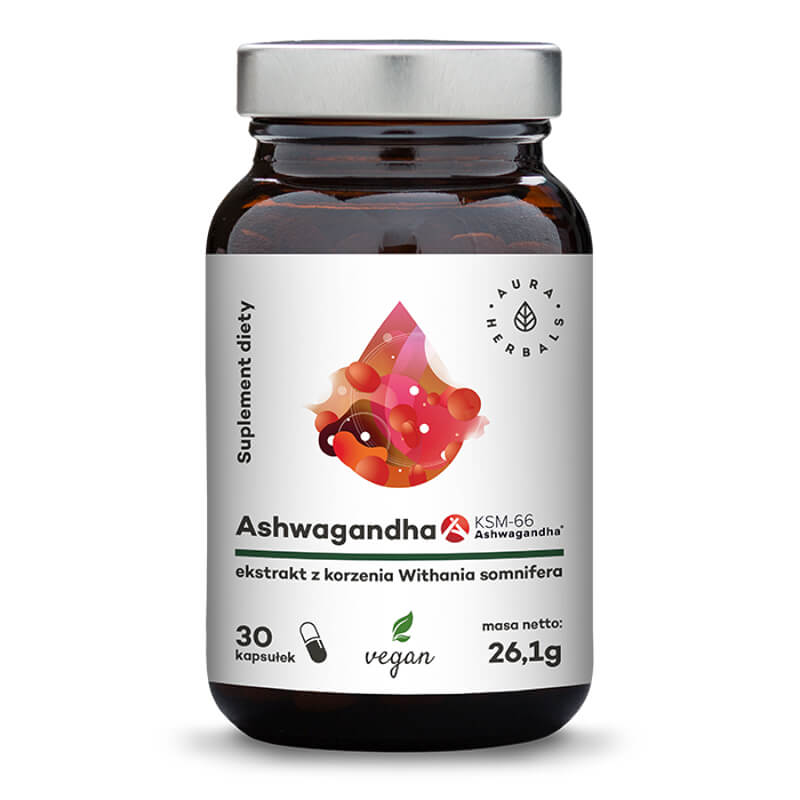 Ashwagandha KSM - 66 withania somnifera extrait de racine de ginseng - Ginseng indien 30 gélules 261 g AURA HERBALS