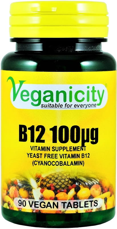 Vitamine B12 cyanocobalamine 100μg B - 12 cyanocobalamine 90 comprimés VEGANICITY