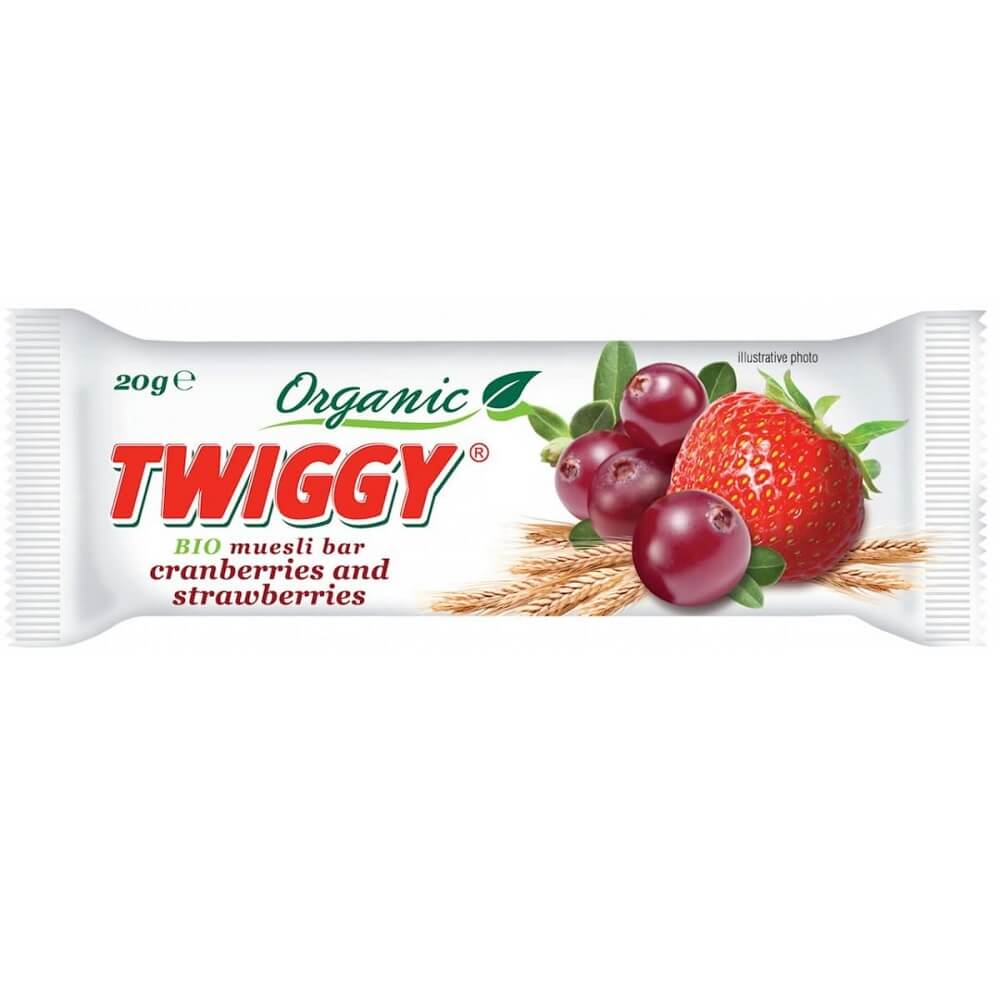 Barre de muesli aux canneberges et fraises BIO 20 g - TWIGGY