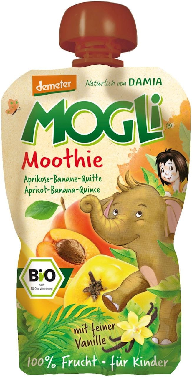 Moothie - purée d'abricot à la banane, coing, vanille 100% fruit sans sucre ajouté BIO 100 g - MOGLI