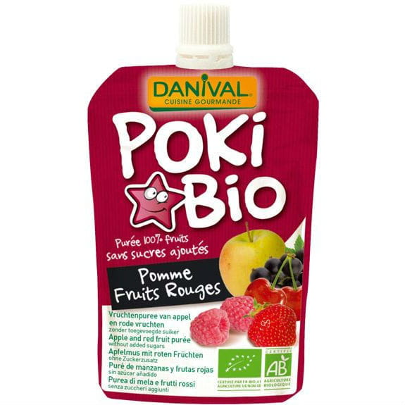 Purée de pomme aux fruits rouges et cassis sans sucre BIO 90 g - DANIVAL