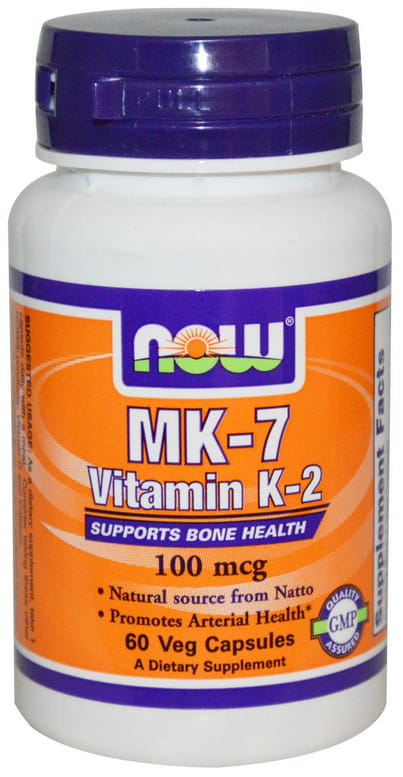Vitamine K2 - MK7 K2 MK7 avec natto 100mcg 60 capsules NOW FOODS