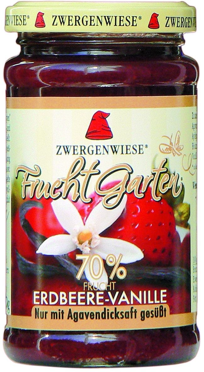 Mousse de fraise - vanille (70% fruit) sans gluten BIO 225 g - ZWERGENWIESE