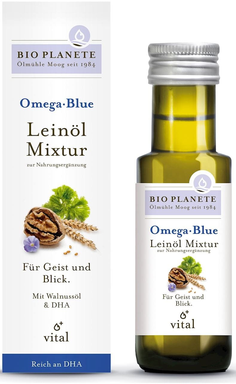 Oméga bleu - mélange à l'huile de lin (noix et algues) BIO 100 ml - BIO PLANETE