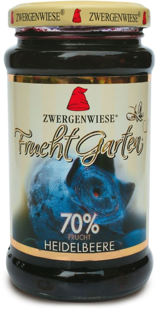 Mousse aux myrtilles (70% de fruits) sans gluten BIO 225 g - ZWERGENWIESE