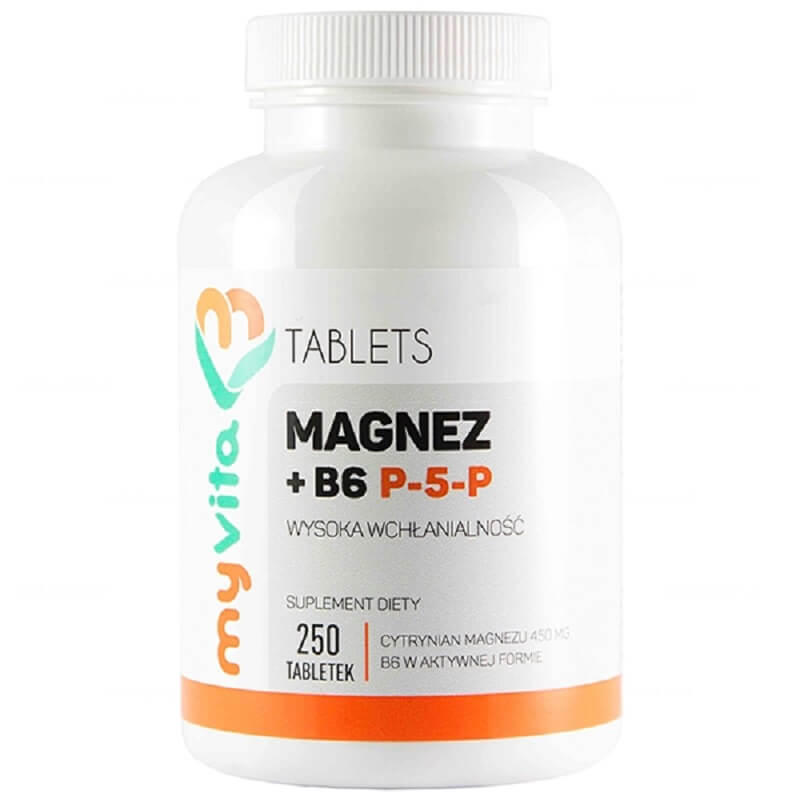 Magnésium citrate de magnésium + B6 P - 5 - P sous forme active 250 comprimés MYVITA