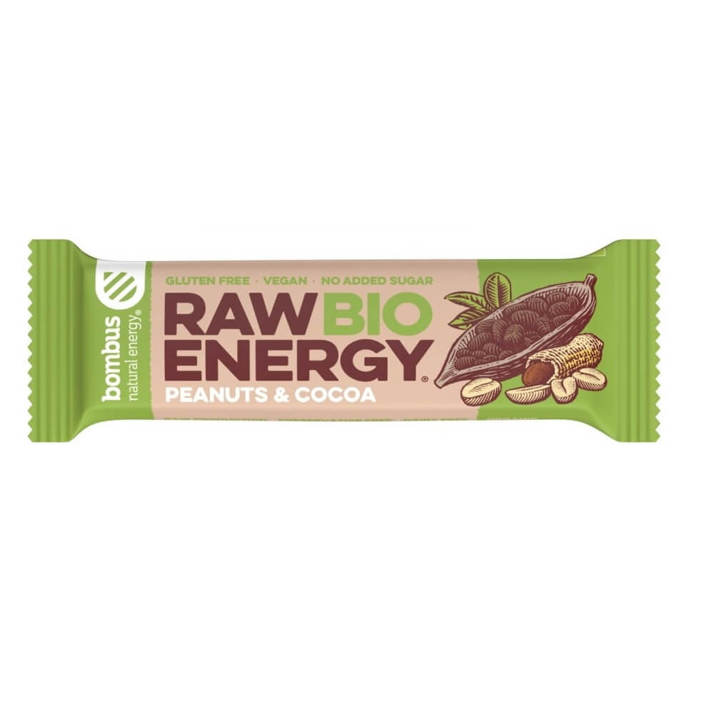 Barre énergétique crue BIO cacahuète cacao sans gluten 50 g BOMBUS