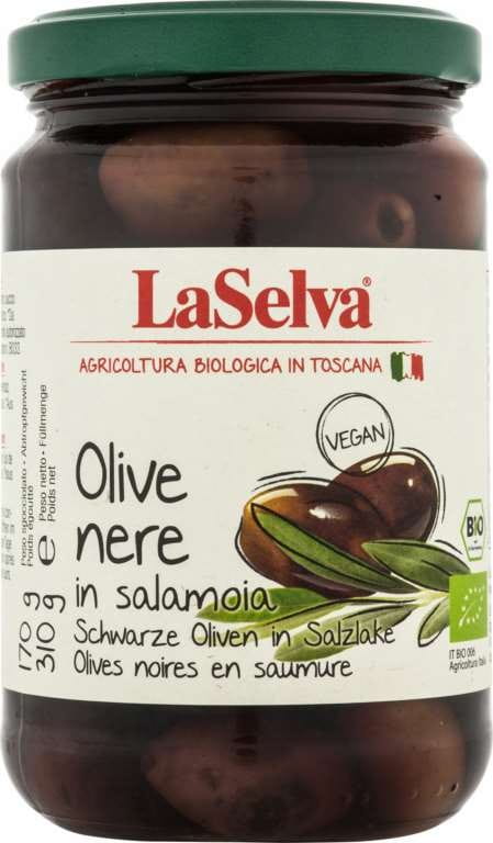 Olives noires en saumure BIO 310 g LASELVA
