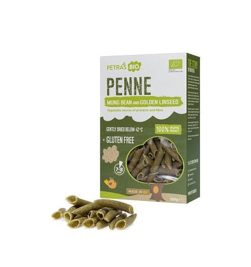 Penne de haricot mungo au lin doré sans gluten cru BIO 250 g PETRAS BIO