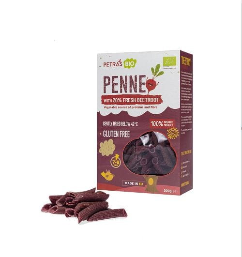 Penne de sarrasin à la betterave et au lin doré sans gluten cru BIO 200 g PETRAS BIO