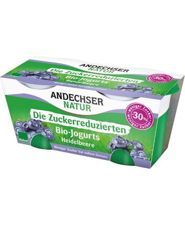 Yaourt allégé en sucre aux myrtilles 38% MG BIO 2x125 g ANDECHSER