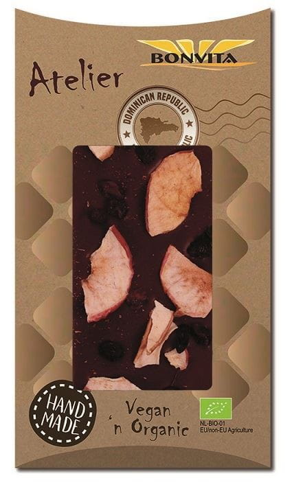 Chocolat sans gluten aux raisins secs et chips de pomme BIO 90 g - BONVITA
