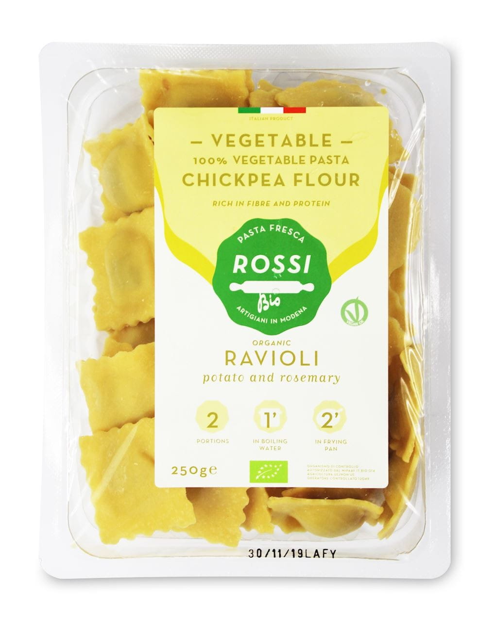 Raviolis de pois chiches aux pommes de terre et romarin BIO 250 g - FRESCA ROSSI PASTA