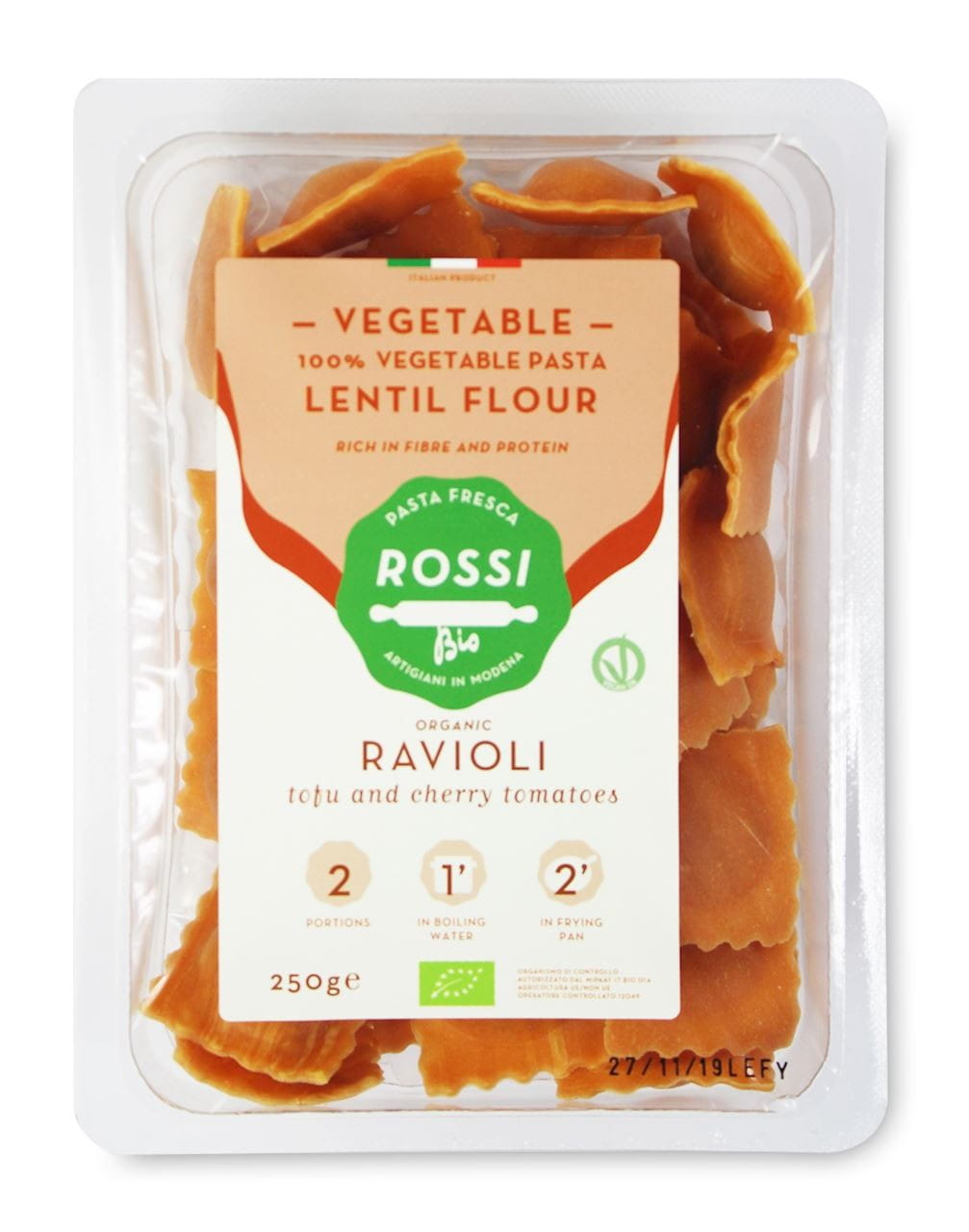 Raviolis au tofu et tomates cerises BIO 250 g - FRESCA ROSSI PASTA