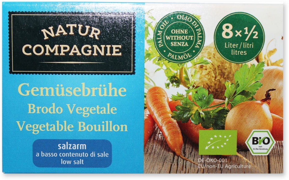 Bouillon - cubes de bouillon à teneur réduite en sel BIO 68 g - NATUR COMPAGNIE