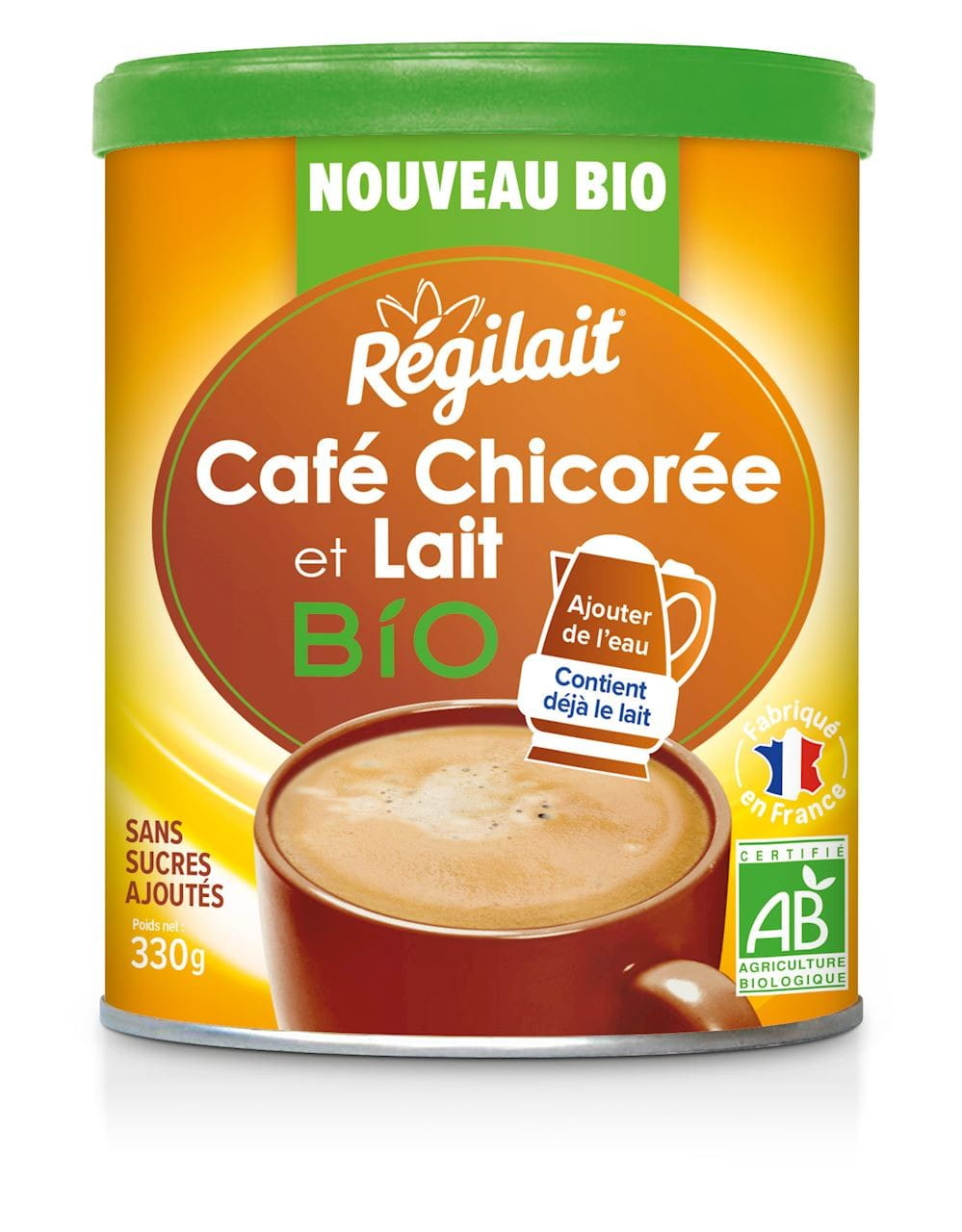 Boisson lactée au café et chicorée instantanée BIO 330 g - REGILAIT