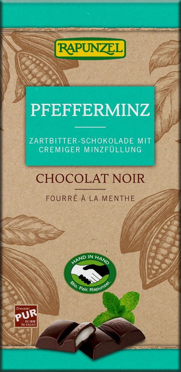Chocolat amer fourré à la menthe BIO 100 g - RAIPONCE