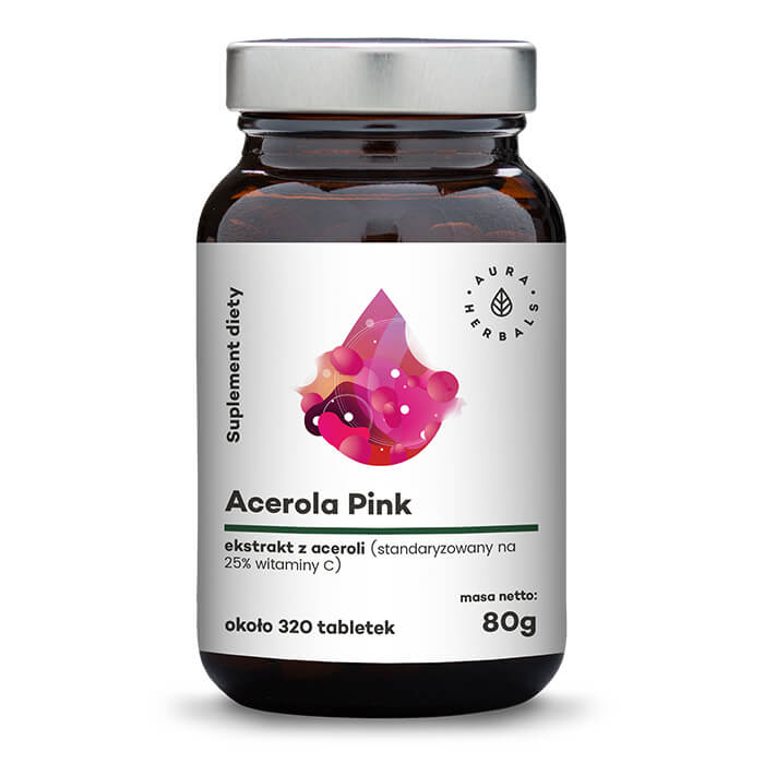 Acérola extrait de fruit d'acérola rose 320 comprimés 80g AURA HERBALS