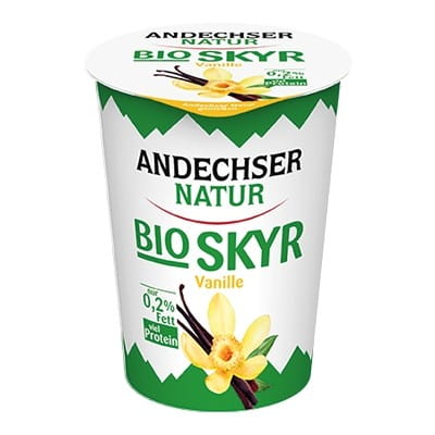 Yaourt Skyr 02% MG vanille BIO 400 g ANDRECHSER