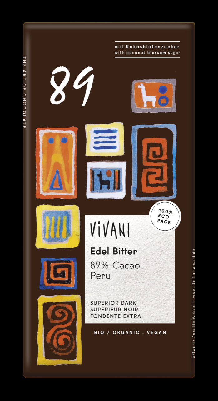Chocolat noir péruvien 89% BIO 80 g - VIVANI