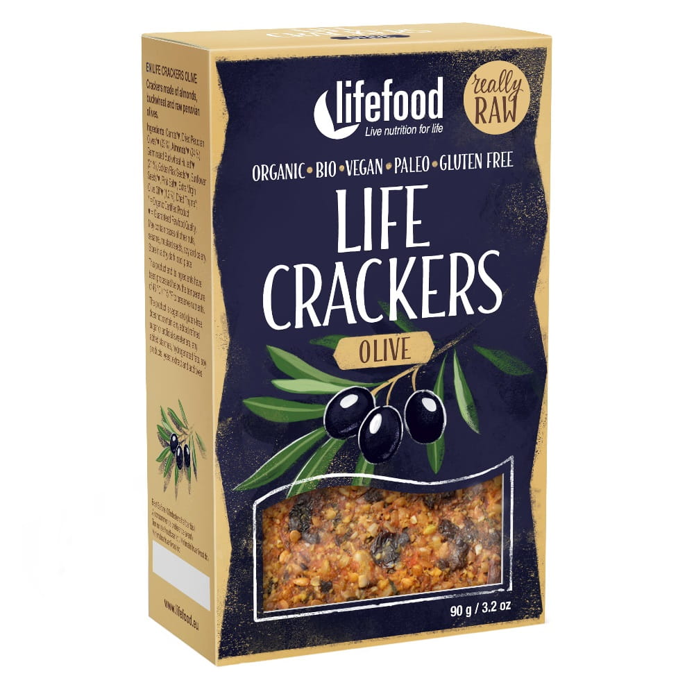 Crackers aux olives crues BIO 90 g - LIFEFOOD