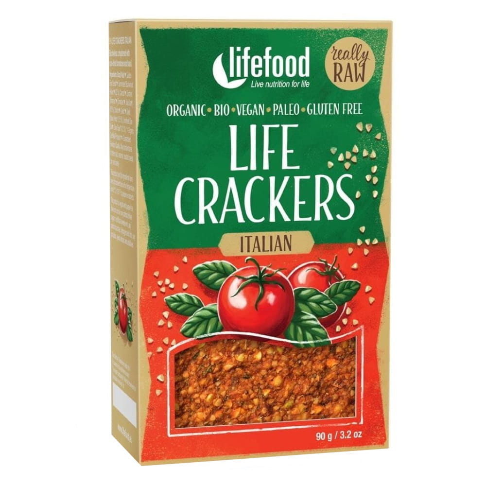Crackers de sarrasin aux tomates séchées et basilic cru BIO 90 g - LIFEFOOD