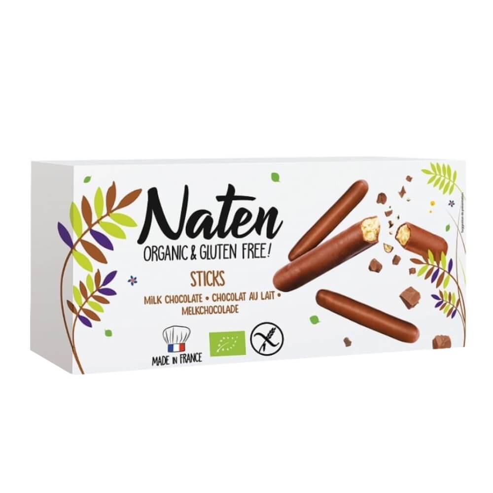 Biscuits en bâtonnets sans gluten enrobés de chocolat BIO 130 g - NATEN