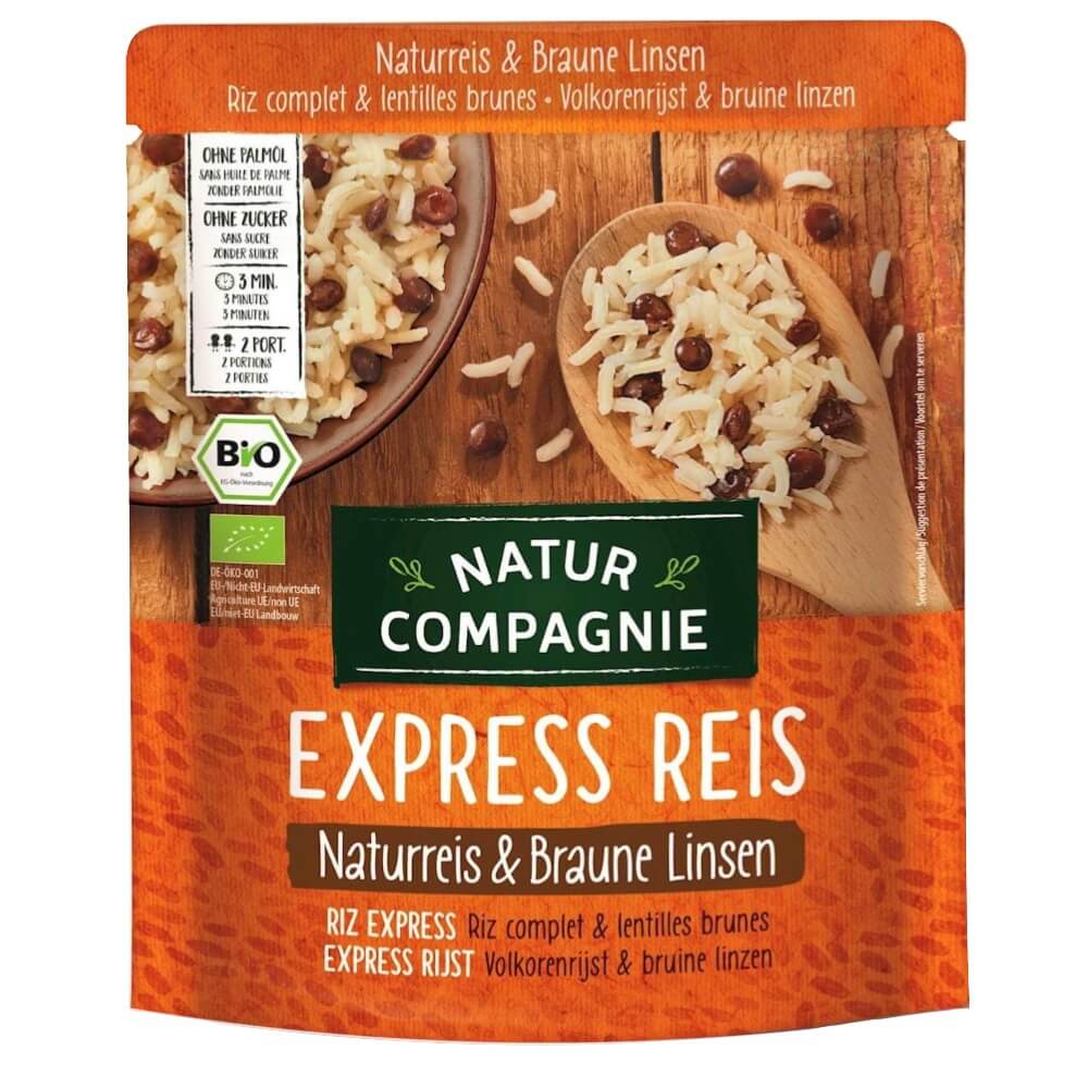 Riz complet express étuvé aux lentilles brunes BIO 250 g - NATUR COMPAGNIE