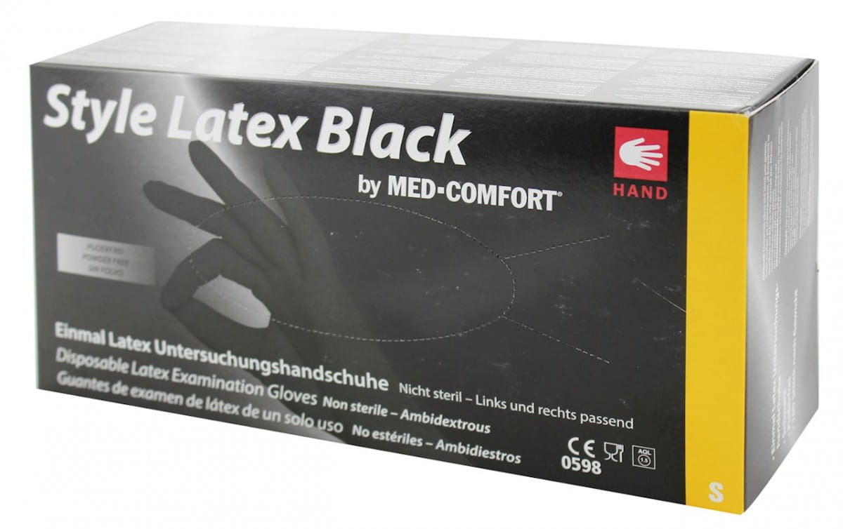 Gants en latex noirs non poudrés S 100 pcs.