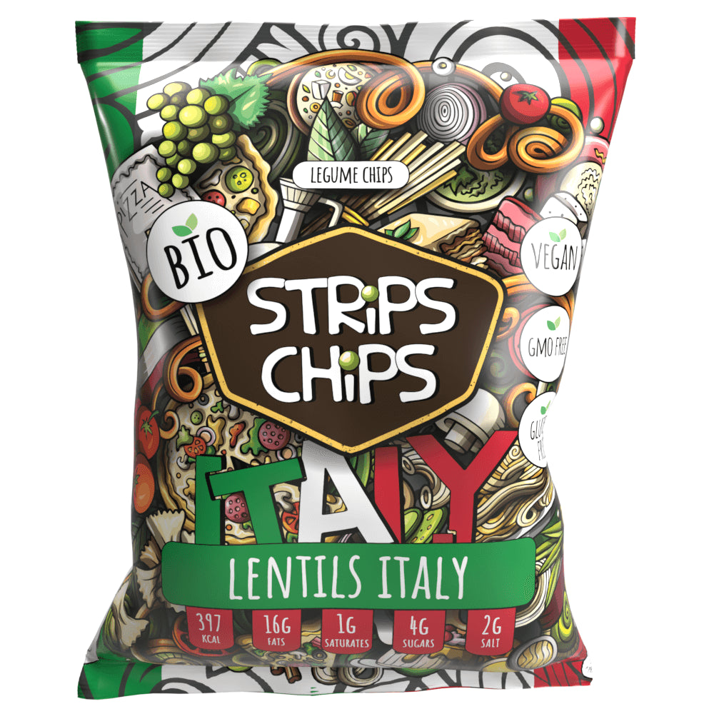 Snack de lentilles d'Italie sans gluten BIO 90 g - BANDES CHIPS