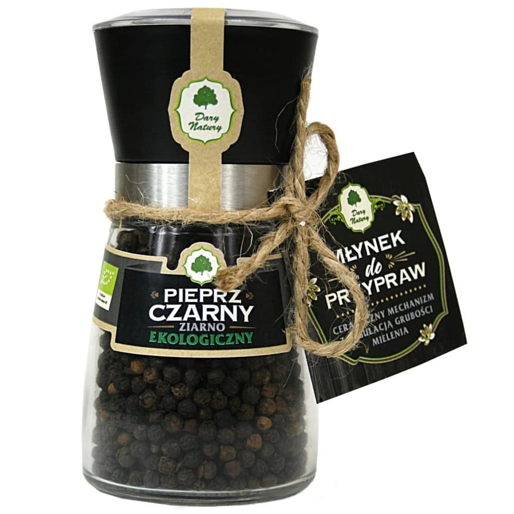 Grains de poivre noir dans le broyeur BIO 90 g - CADEAUX DE LA NATURE