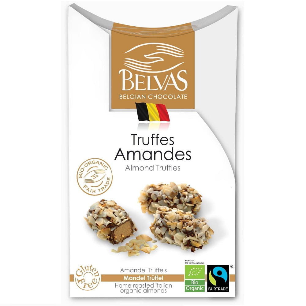 Chocolats belges à la truffe aux amandes sans gluten commerce équitable BIO 100 g - BELVAS