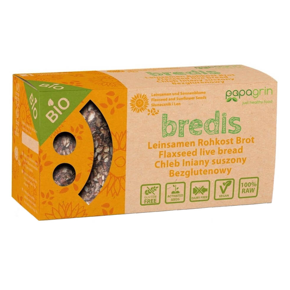 Pain aux graines de lin séchées aux graines de tournesol et lin sans gluten BIO 70 g - PAPAGRIN