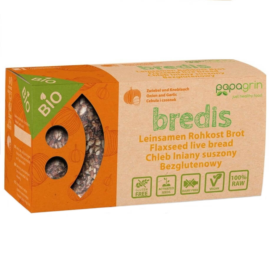 Pain de lin séché à l'oignon et à l'ail BIO sans gluten 70 g - PAPAGRIN