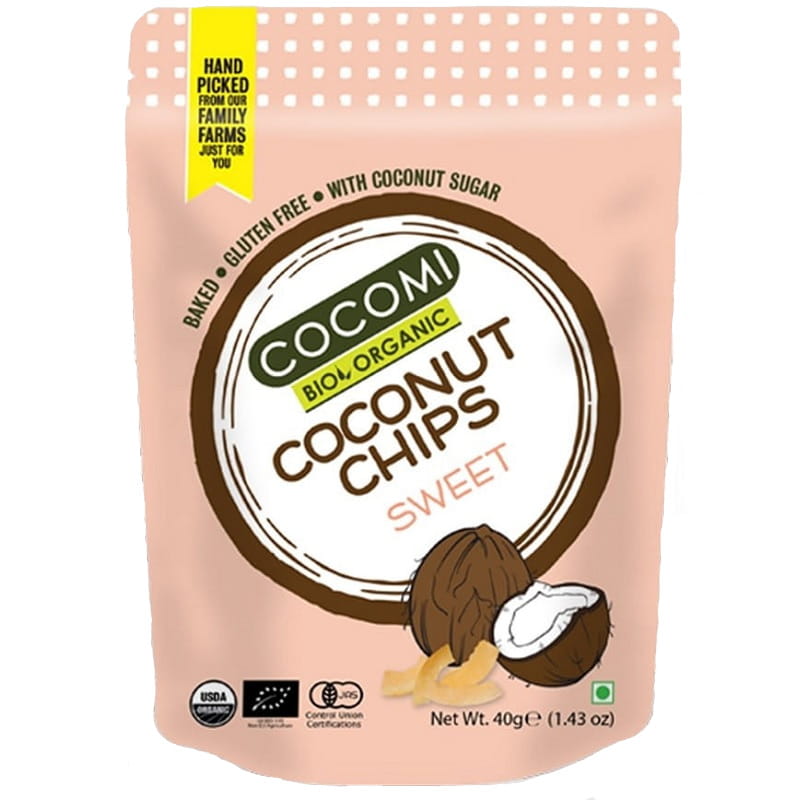 Chips de noix de coco grillées sucrées BIO 40 g - COCOMI
