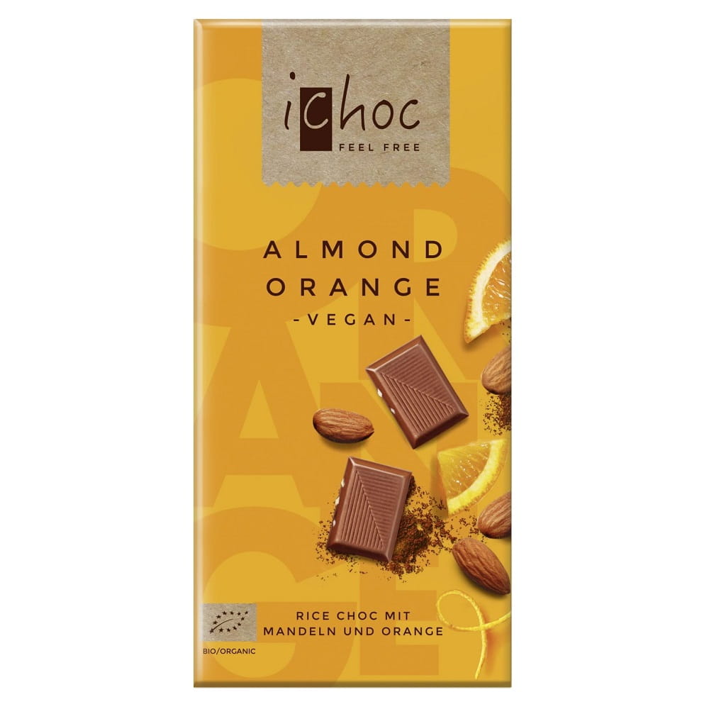 Chocolat Ichoc aux amandes et éclats d'orange (sur une boisson de riz) BIO 80 g - VIVANI