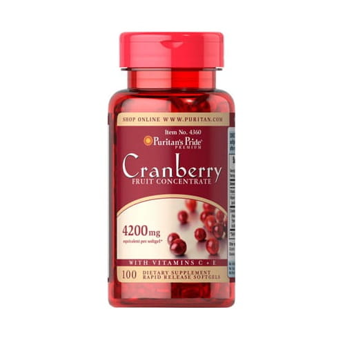 Concentré de Cranberry 4200mg + Vitamine C et E 100 gélules PURITAN'S PRIDE