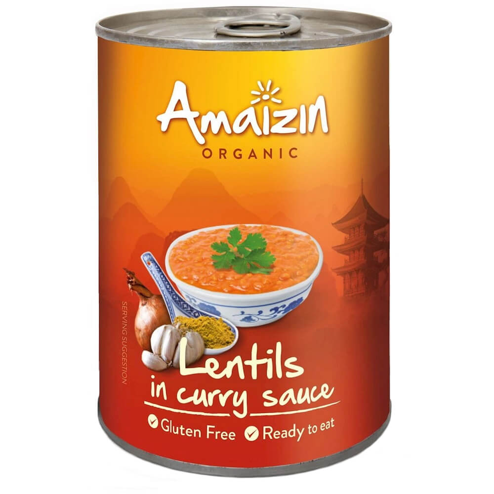 Lentilles sauce curry (boîte) BIO 420 g - AMAIZIN