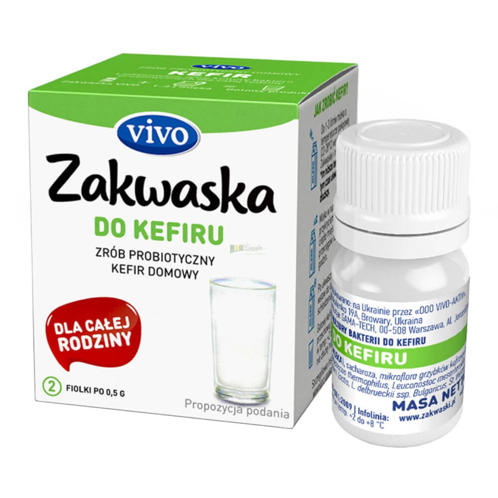 Cultures de bactéries vivantes de kéfir faites maison Emballage probiotique 2 x 05g ZAKWASKI VIVO