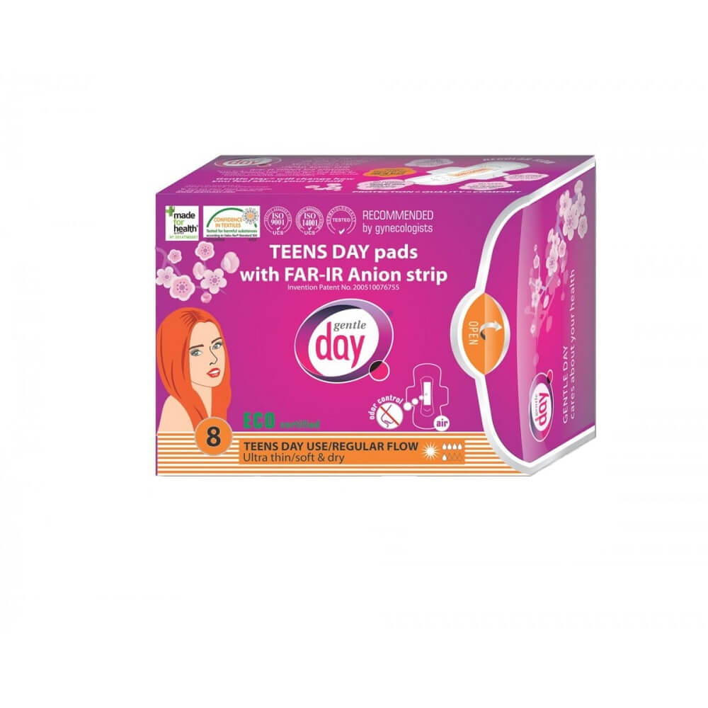 Serviettes hygiéniques pour la journée avec une bande anionique (ados) 8 pièces - GENTLE DAY