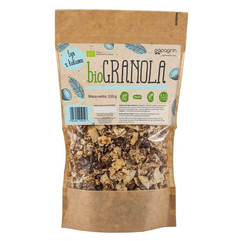Granola figue à la noix de coco BIO 320 g - PAPAGRIN