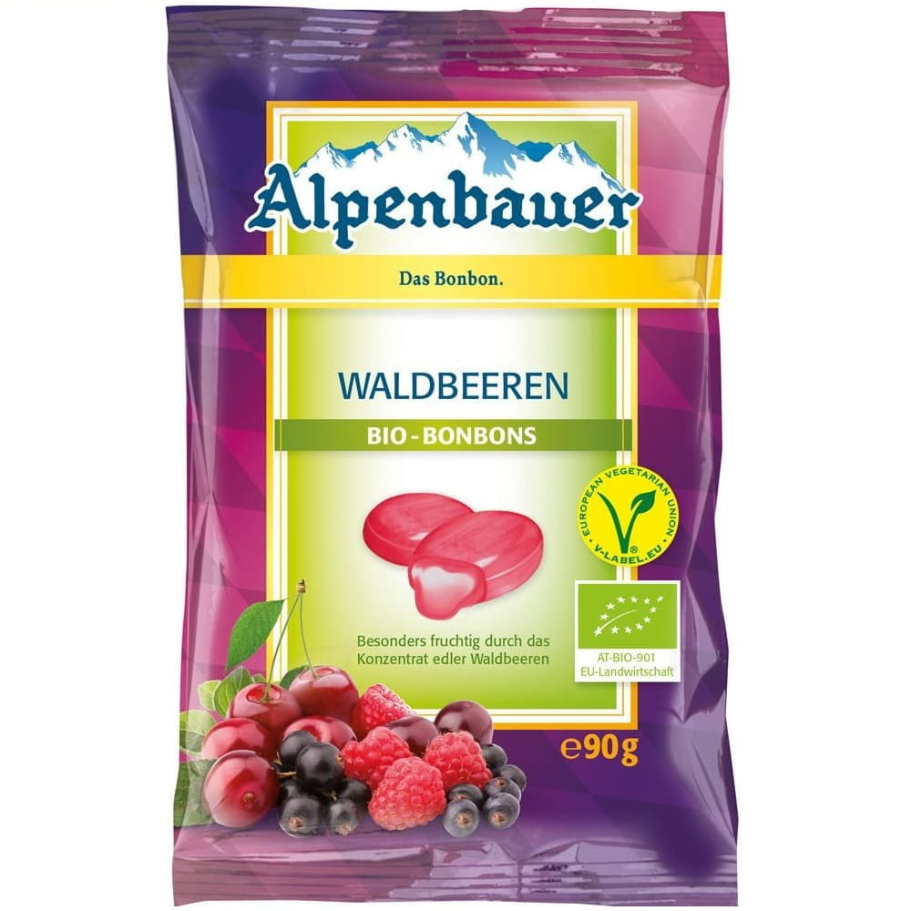Bonbons végétaliens aromatisés aux fruits BIO 90g - ALPENBAUER